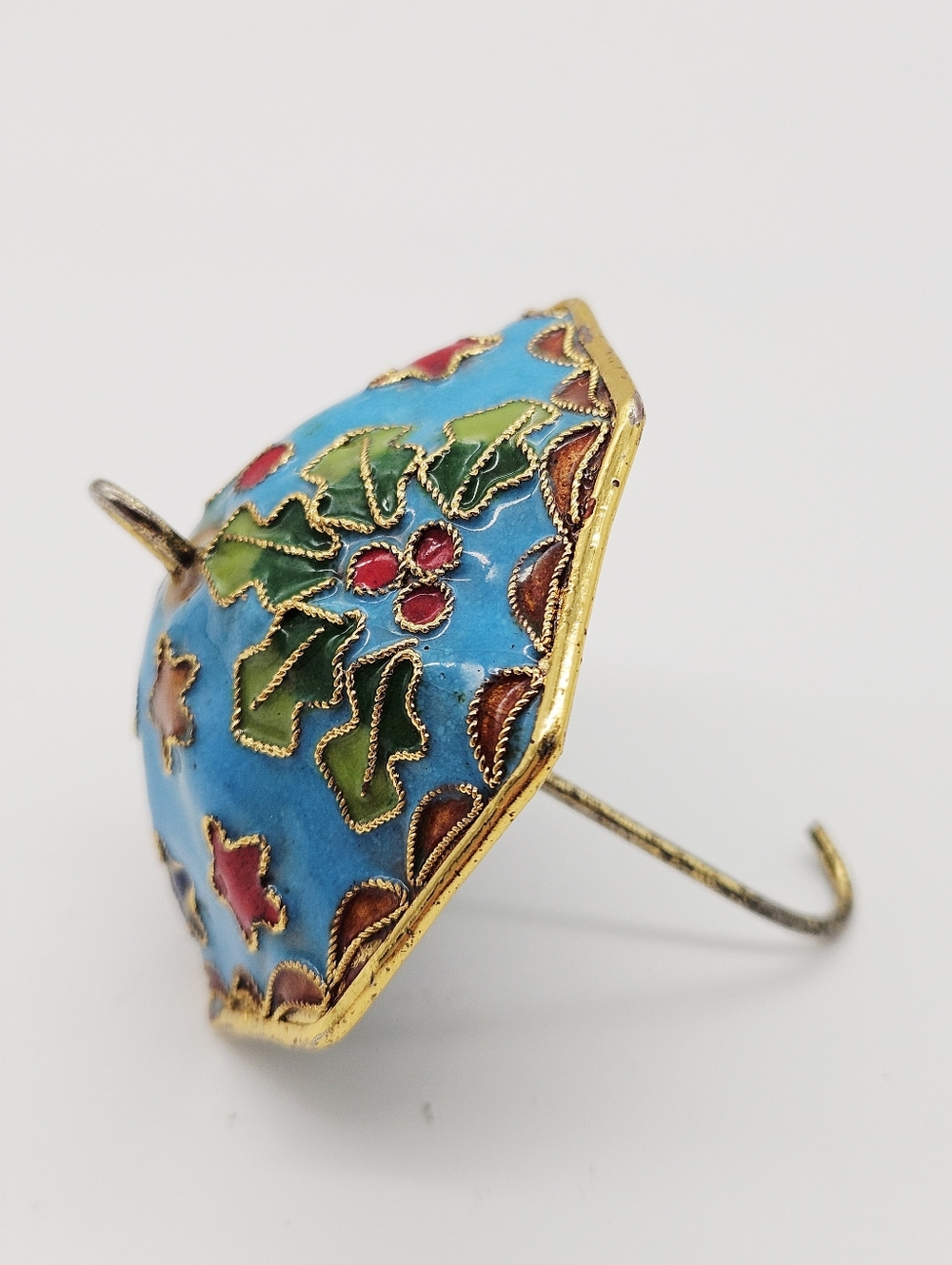 VINTAGE | enamel cloisonné christmas holiday ornament - stars & mistletoe